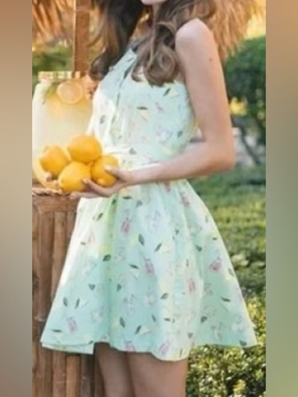 Sarah Patrick KJP Sleeveless Lemonade Print A-Line Tie Waist Lined Mini Dress. 8